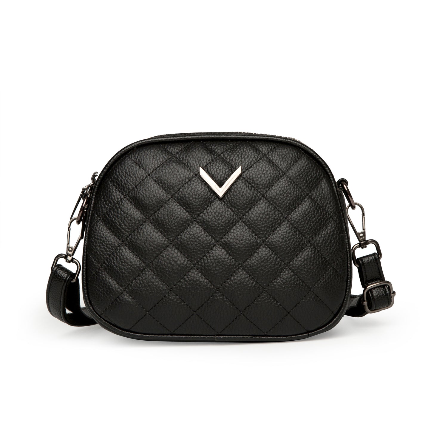 Sac bandoulière en cuir véritable à motif losange
