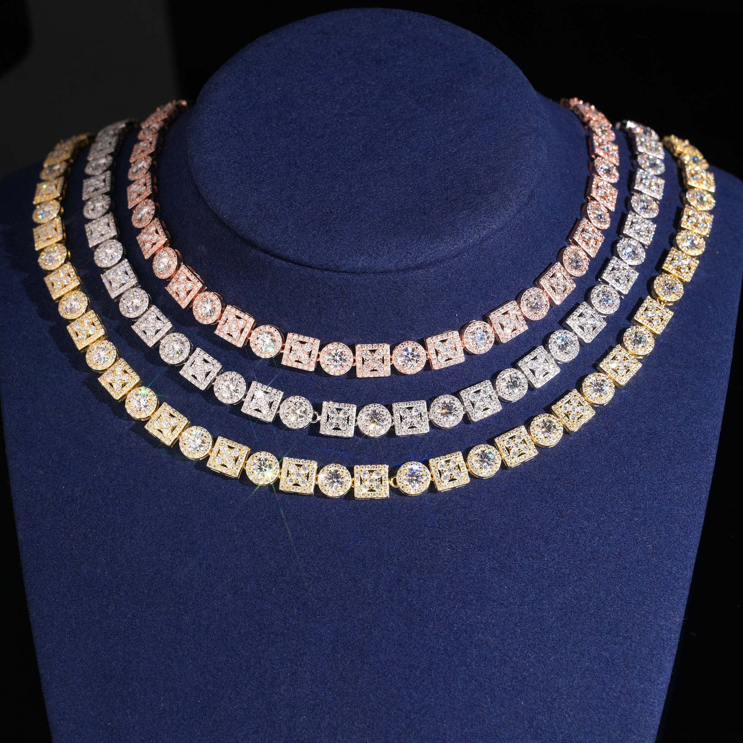 Ensemble de bijoux géométriques en argent S925 et moissanite