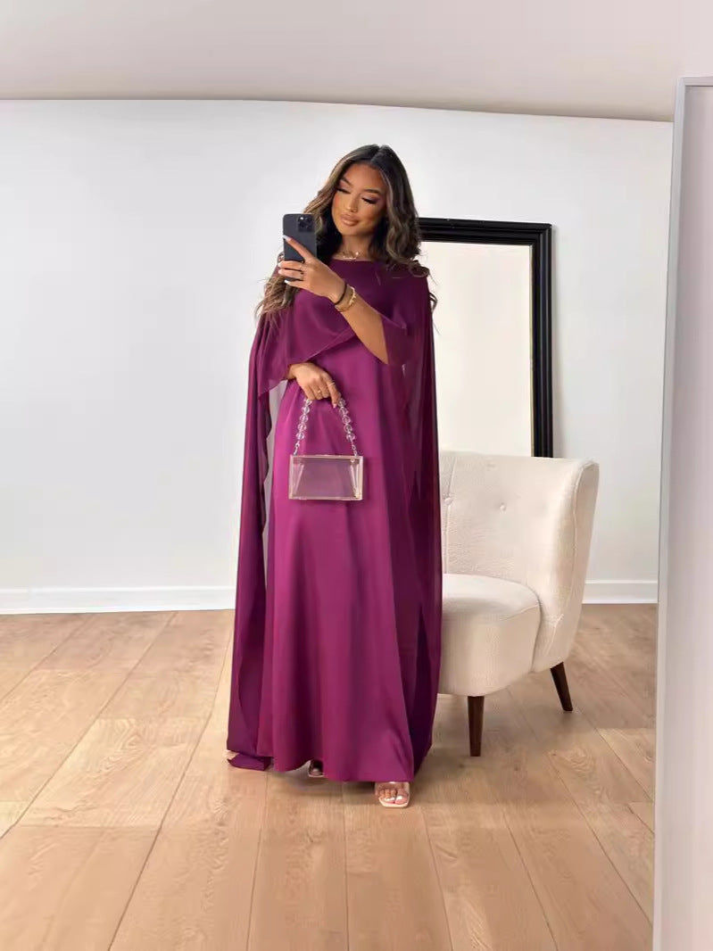 Robe en satin à taille haute pour femmes avec mesh