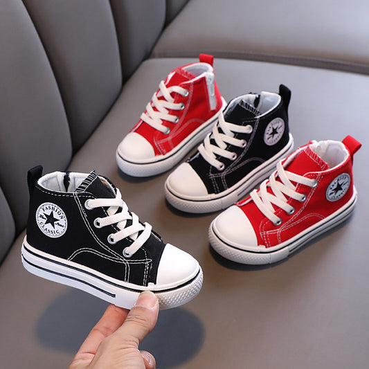 Chaussures décontractées en toile pour enfants avec fermeture éclair latérale