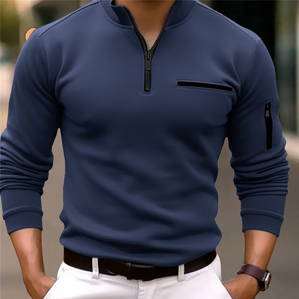 Polo homme à manches longues et fermeture éclair