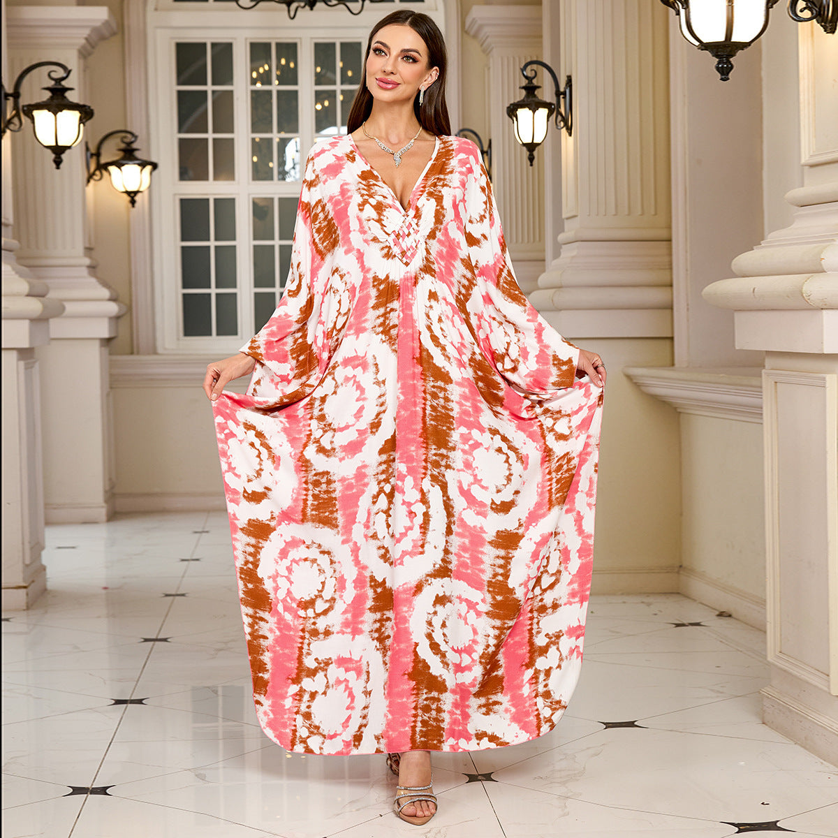Robe longue de plage imprimée en coton pour femme, robe longue ample, paréo, vêtement de protection solaire