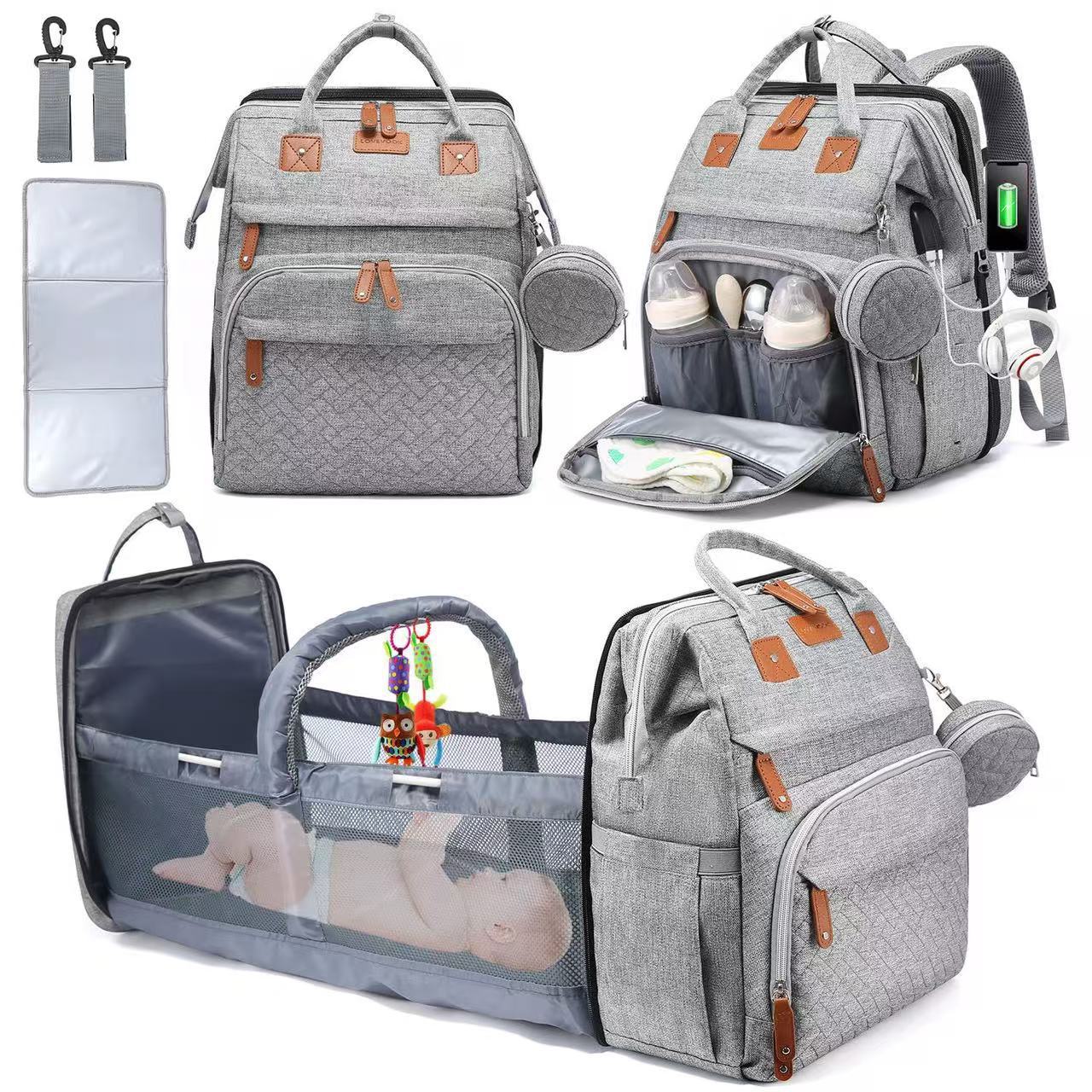 Sac à dos pliable pour lit bébé avec grande capacité