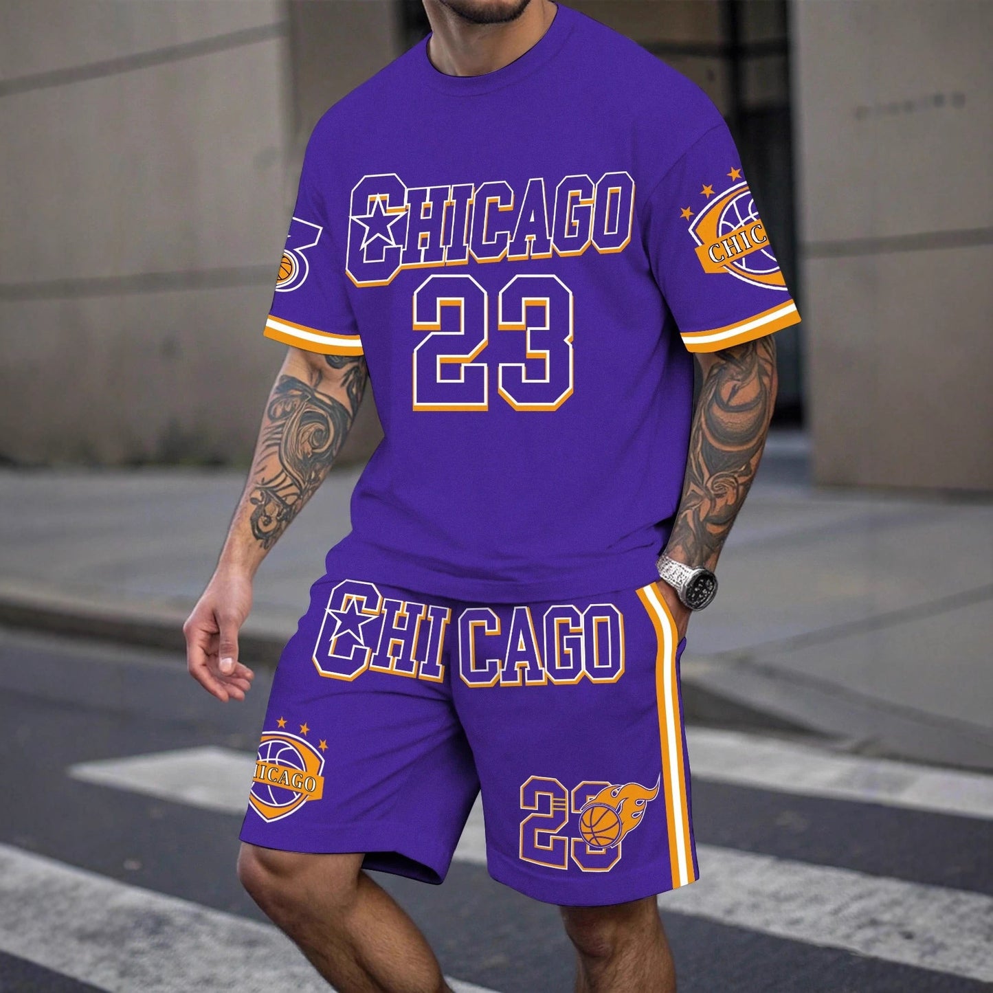 Ensemble de short de sport imprimé et t-shirt pour hommes