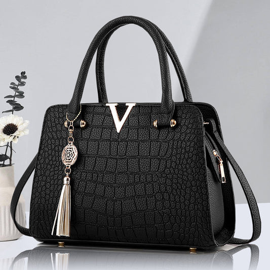 Sac à main en cuir PU à motif crocodile