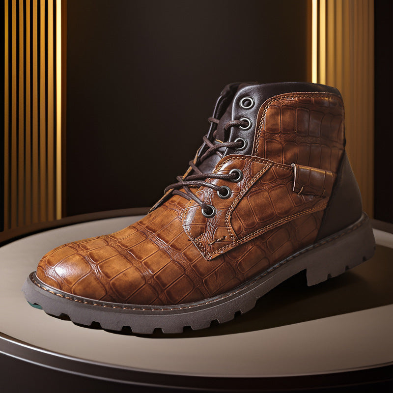 Bottines en cuir vintage pour homme avec fermeture éclair latérale