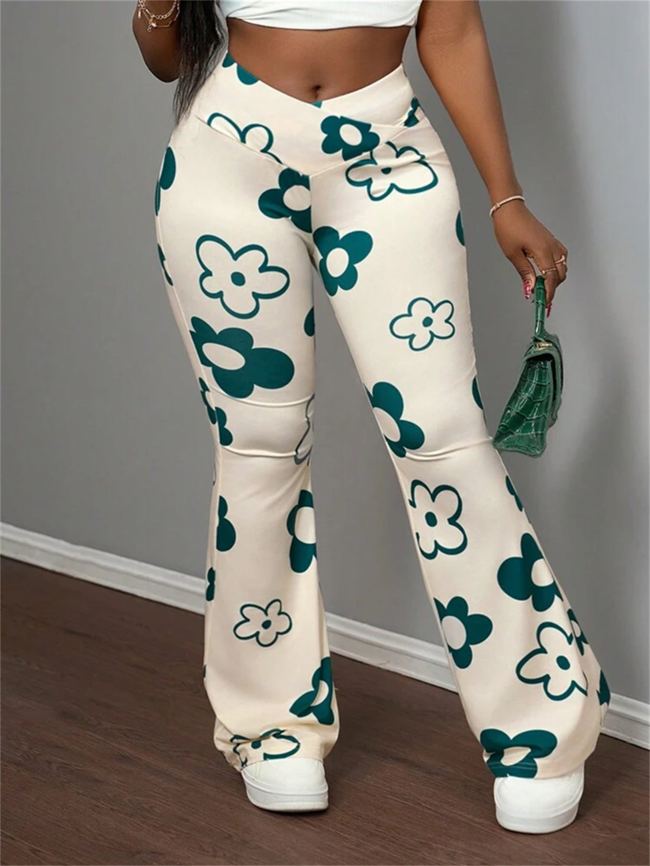 Pantalon décontracté imprimé pour femmes avec coupe stretch
