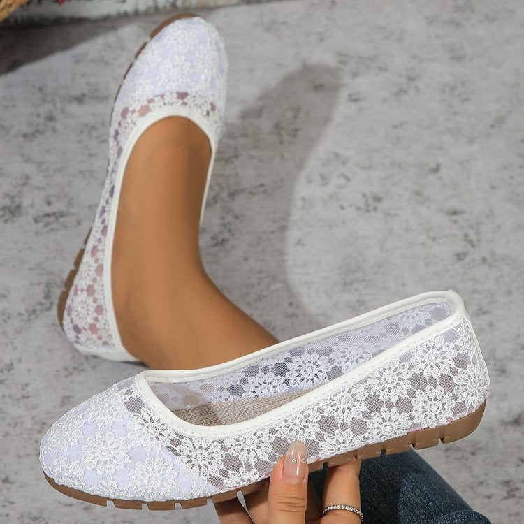 Ballerines à bout rond en mesh pour femmes