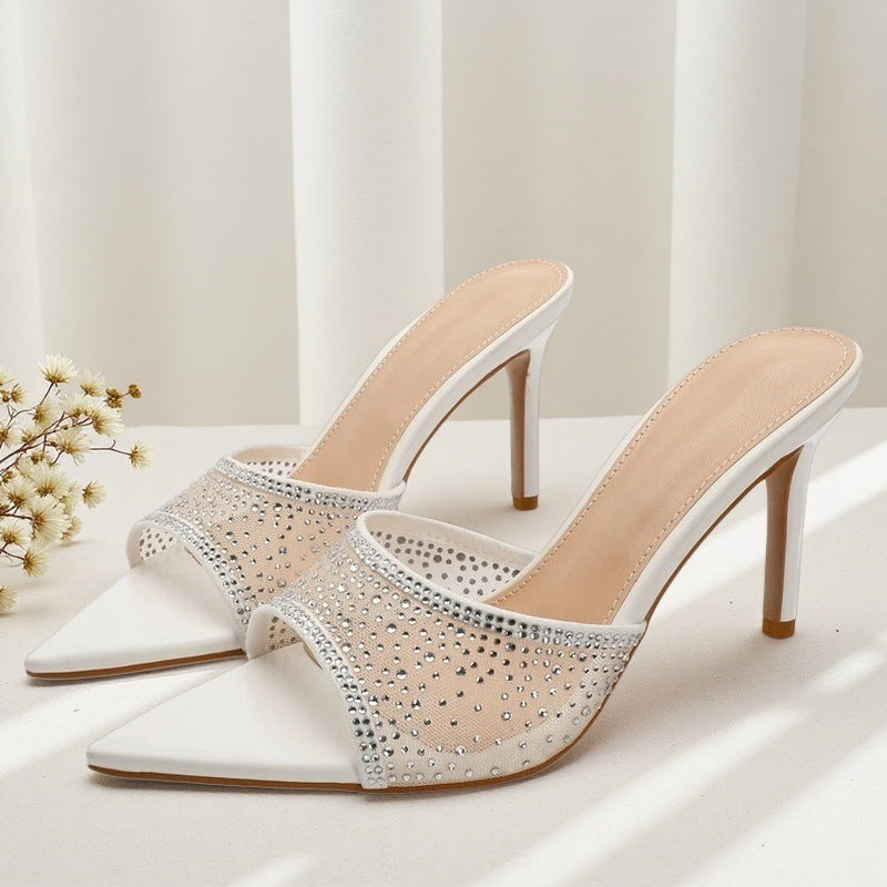 Habit :Sandales à talons hauts à bout pointu ornées de strass