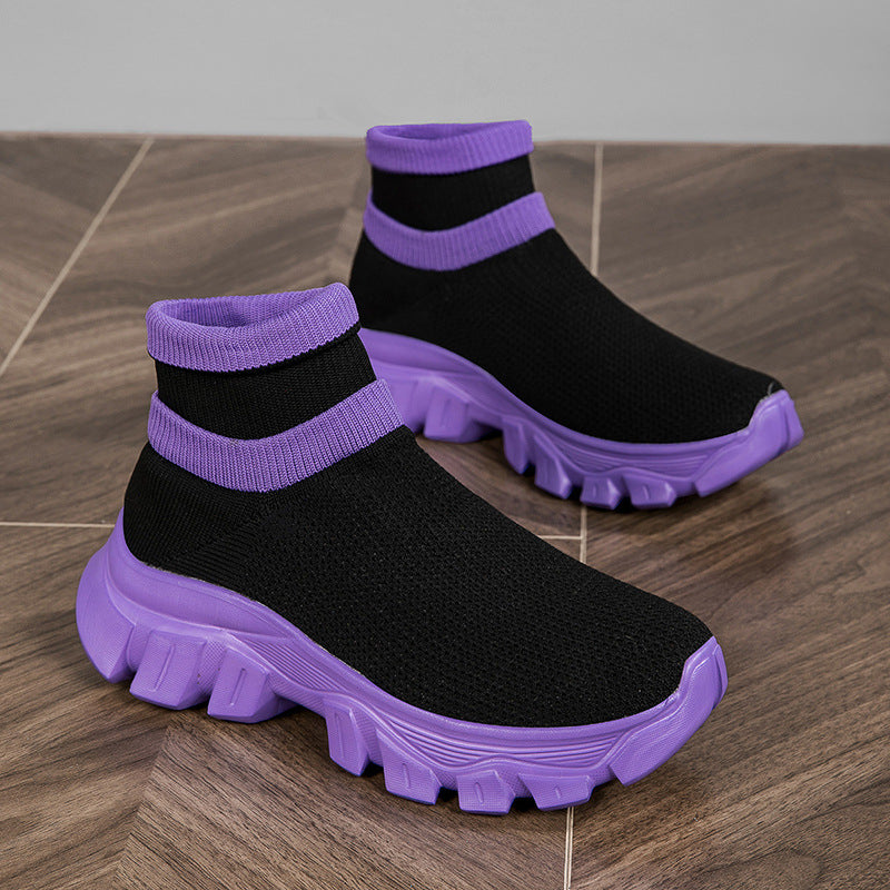 Bottes de sport montantes décontractées en tricot