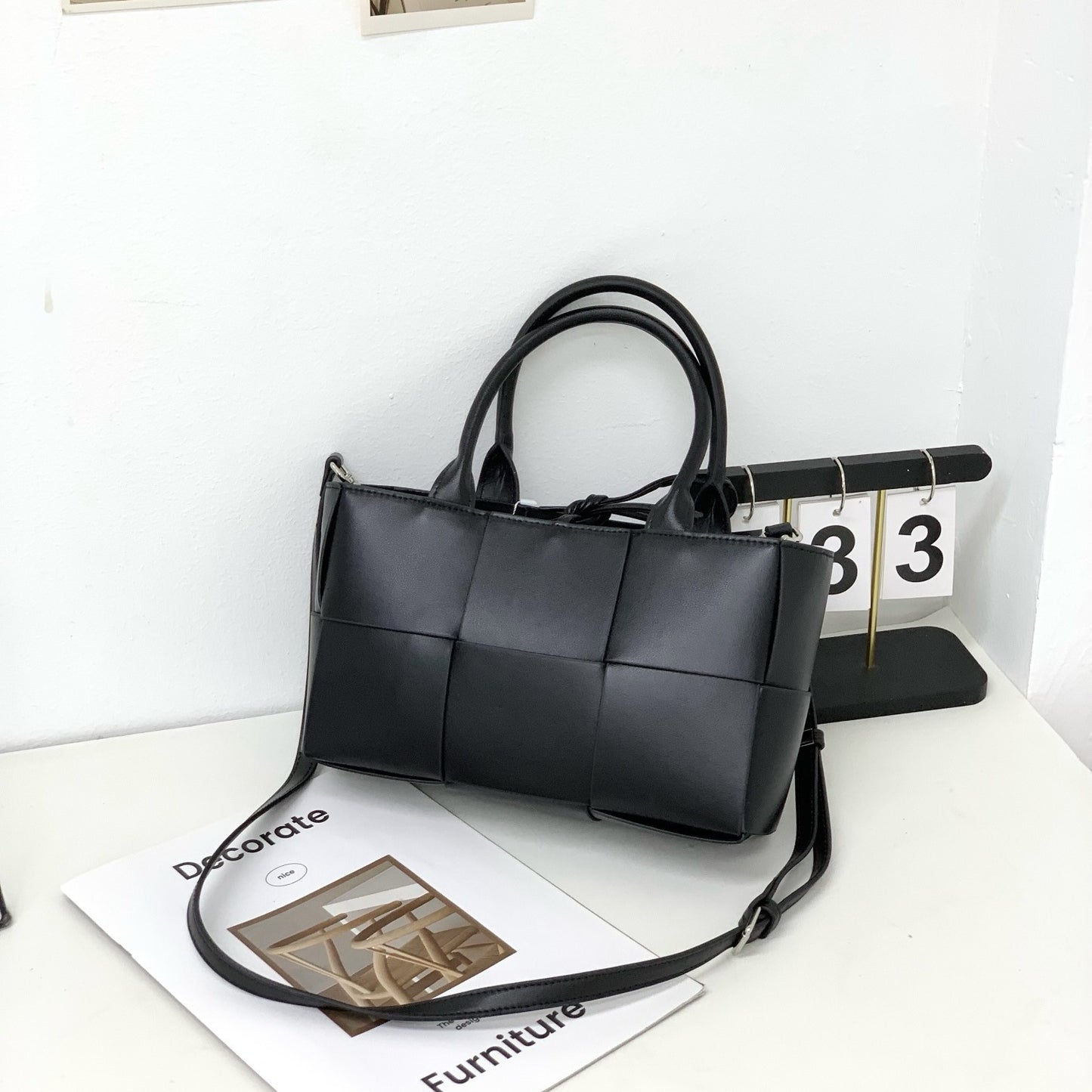 Sac cabas bandoulière en cuir véritable