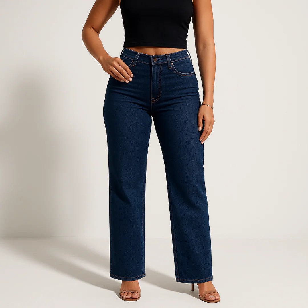 Pantalon en jean droit rétro pour femmes