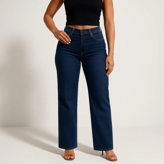 Pantalon en jean droit rétro pour femmes