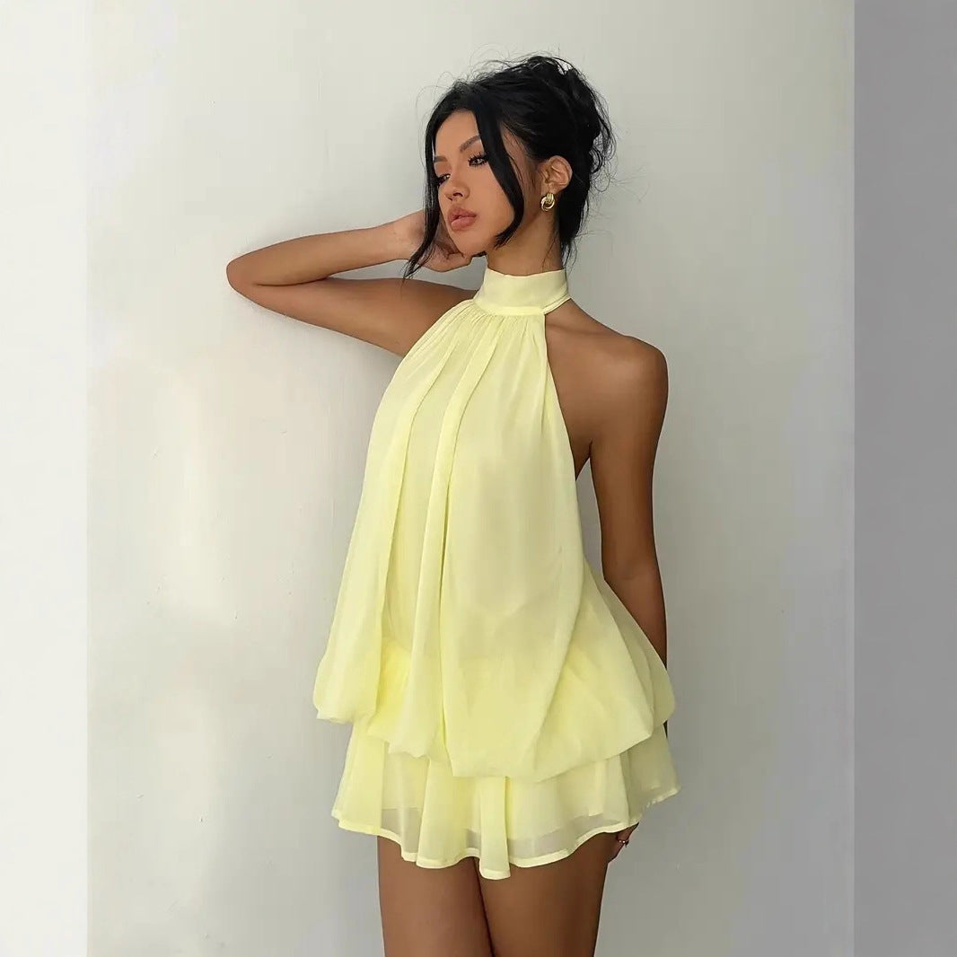 Robe femme à encolure américaine, taille haute, coupe A