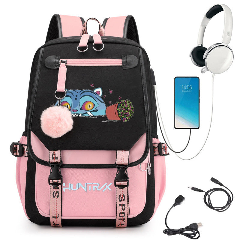 Sac à dos d'école avec motif cartoon et grande capacité