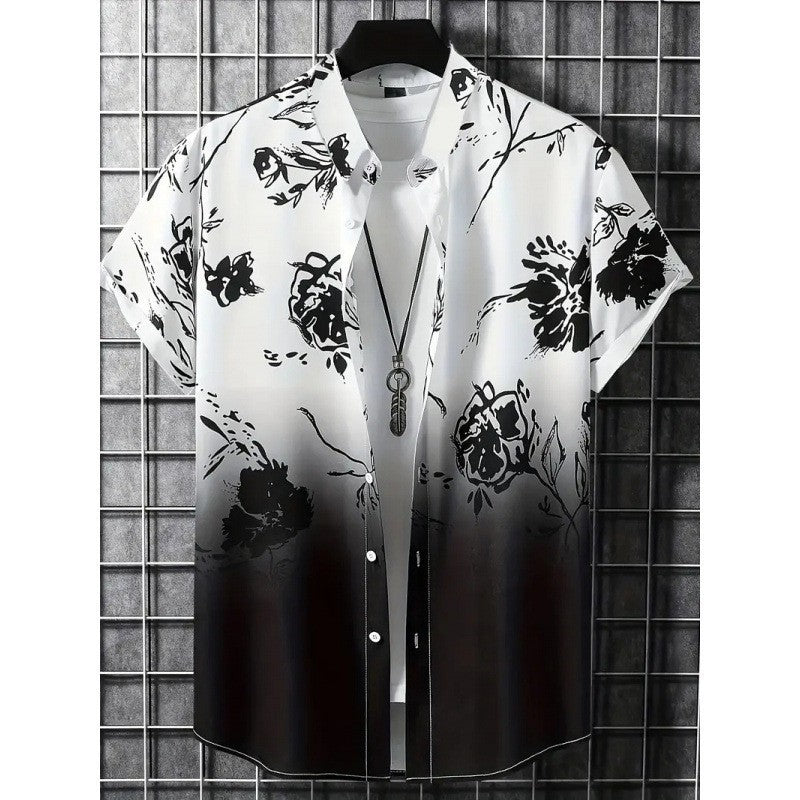 Chemise Homme Imprimée à Manches Courtes et Coupe Large