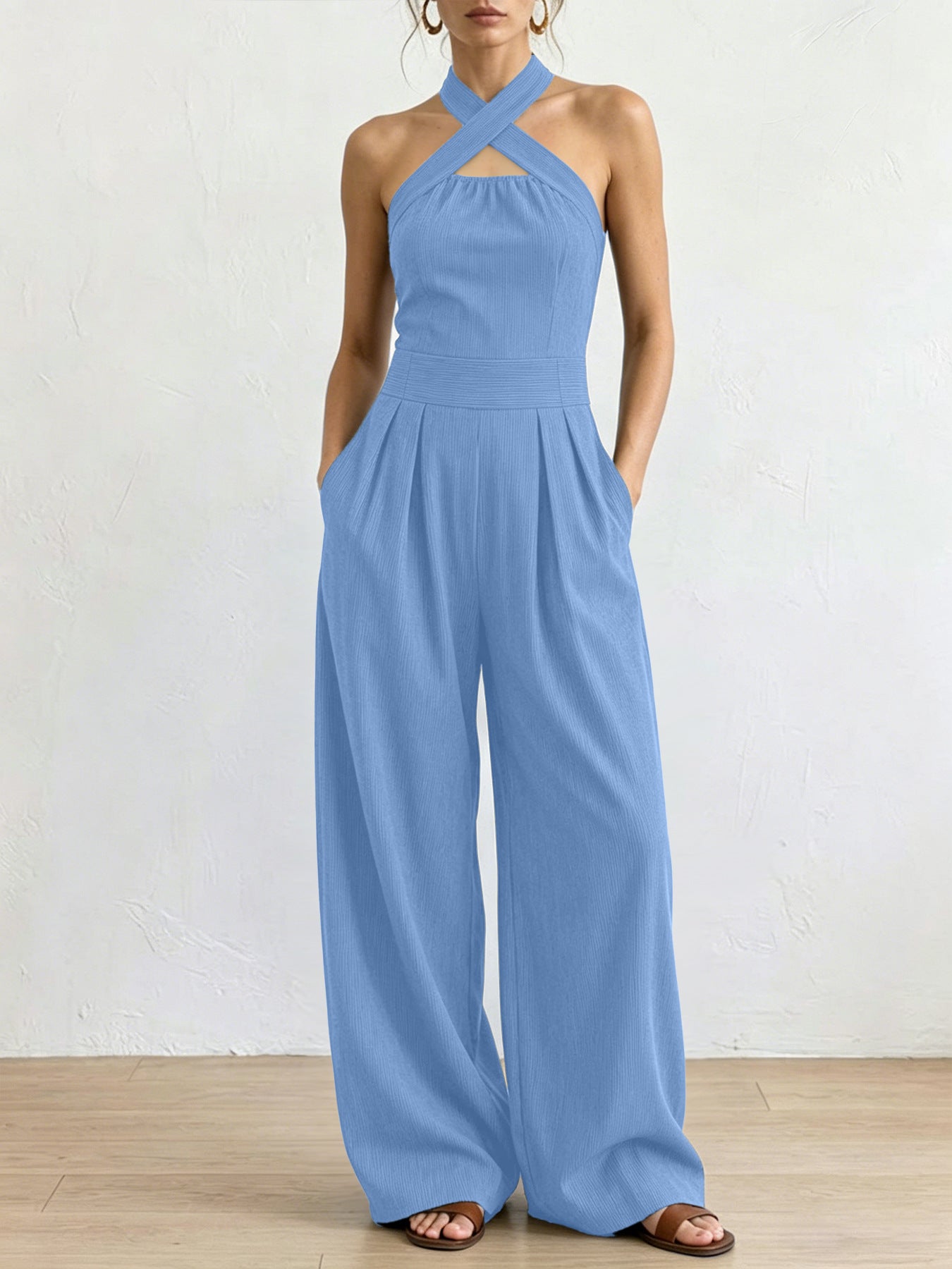 Combinaison sans manches à col halter