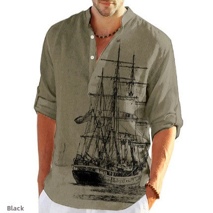 Chemise d'été à col montant imprimée