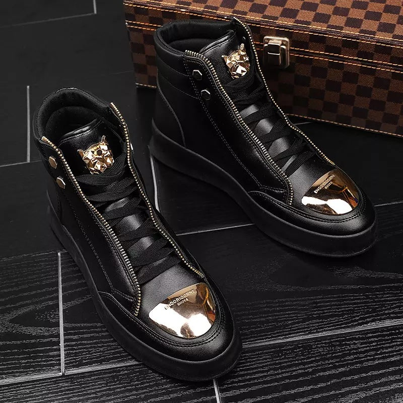 Bottes décontractées montantes en cuir pour hommes
