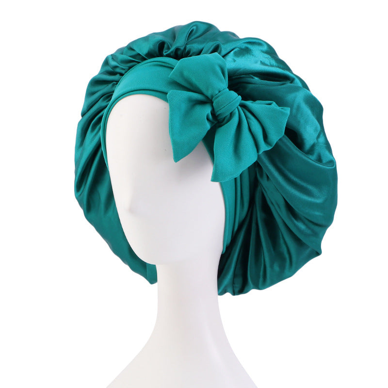 Bonnet de nuit en satin avec ruban élastique