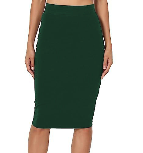 Jupe crayon taille haute à taille élastique et longueur genou