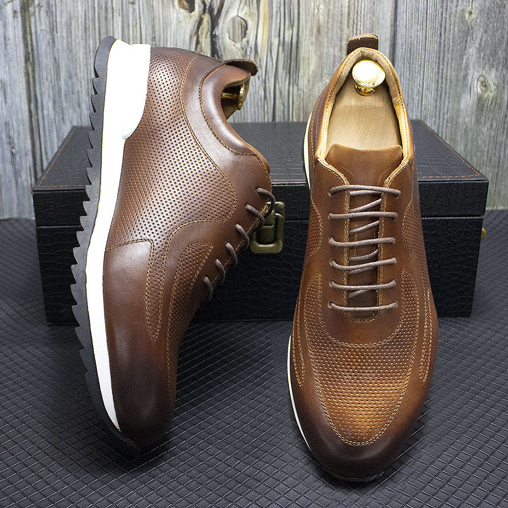 Chaussures en cuir décontractées pour hommes, à lacets, respirantes, formelles