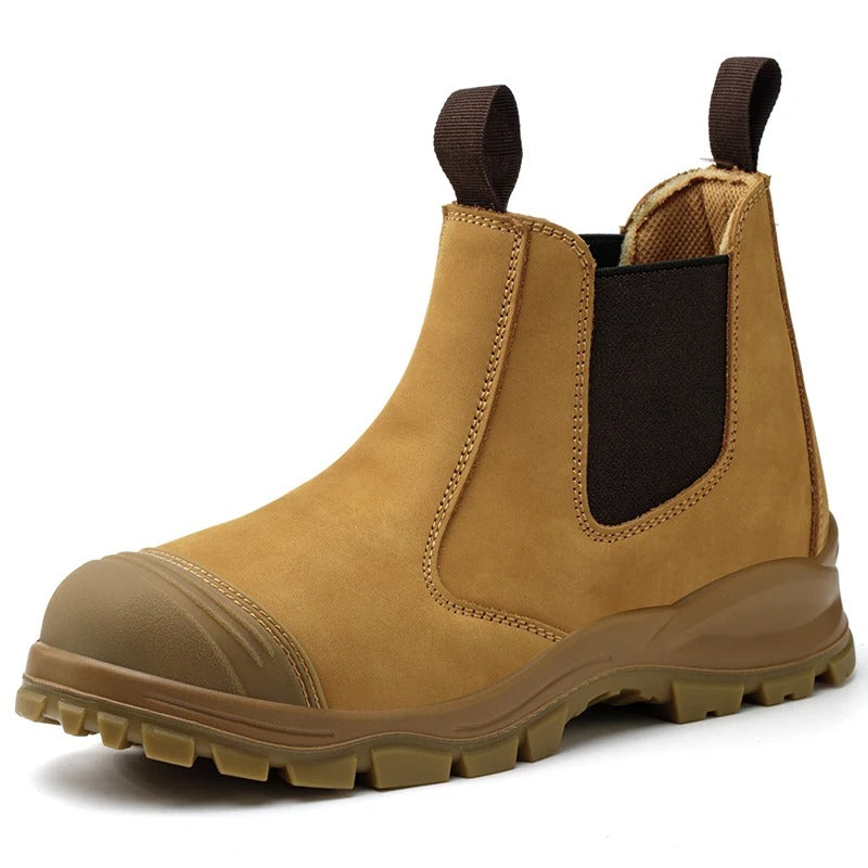 Bottes de sécurité pour hommes, en cuir de vachette anti-écrasement et anti-perforation