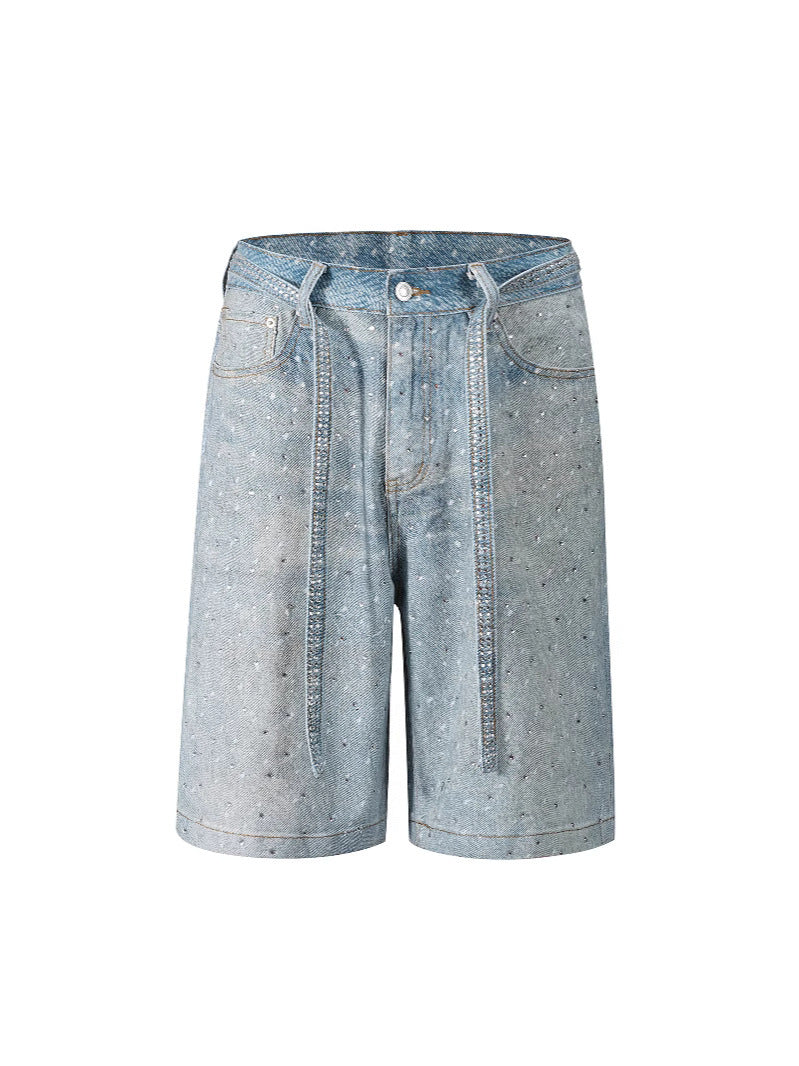 Pantalon en jean ample pour femmes avec strass