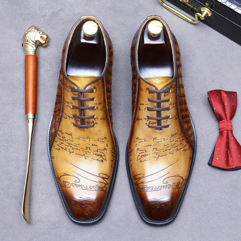 Chaussures habillées Oxford pour hommes en cuir véritable