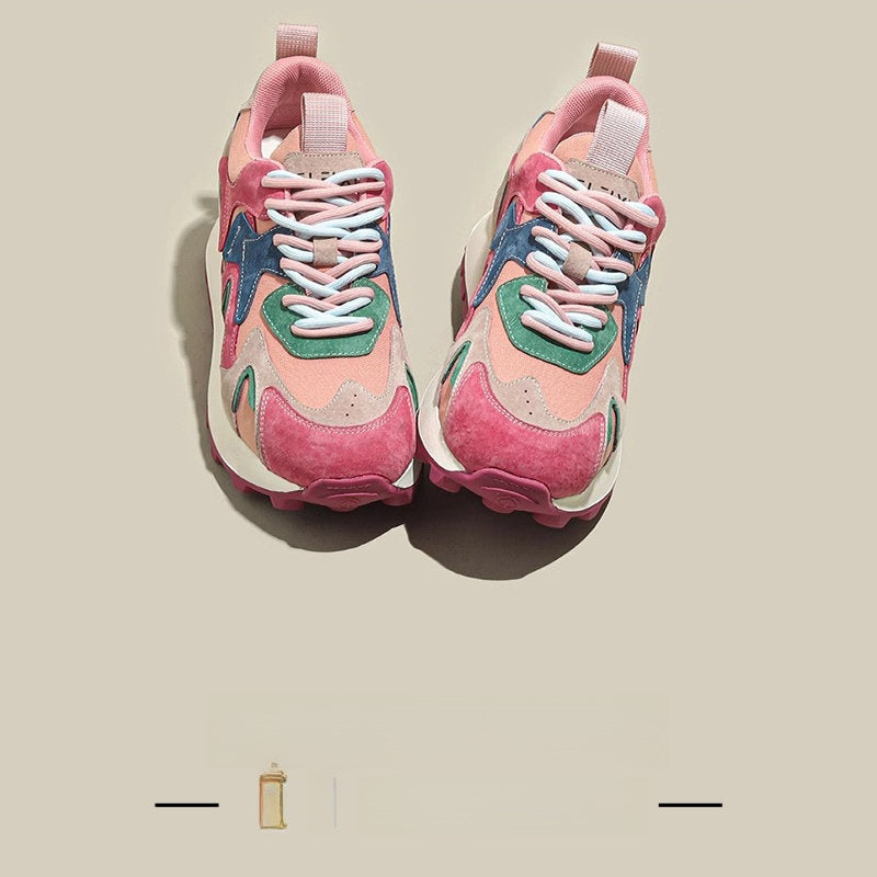 Baskets compensées roses pour femmes, chaussures décontractées