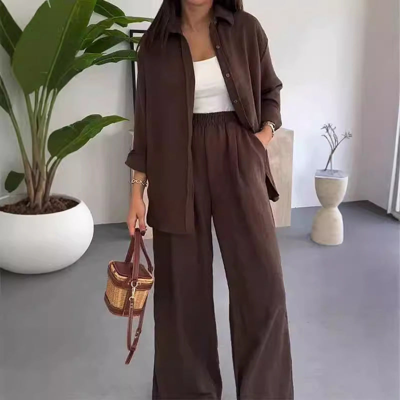 Ensemble deux pièces pour femmes avec pantalon large décontracté
