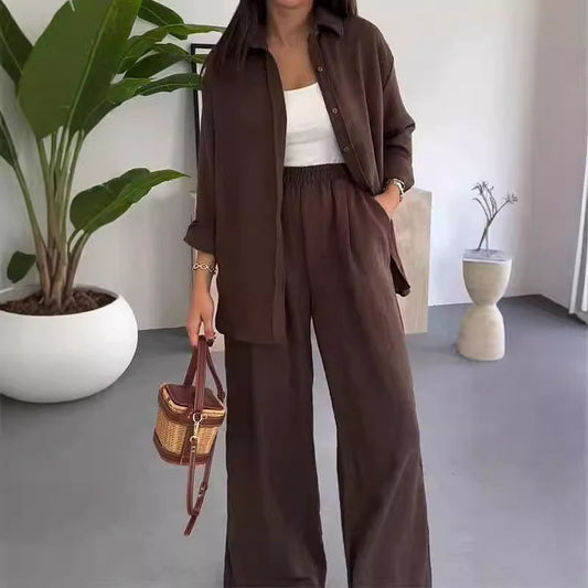 Ensemble deux pièces pour femmes avec pantalon large décontracté