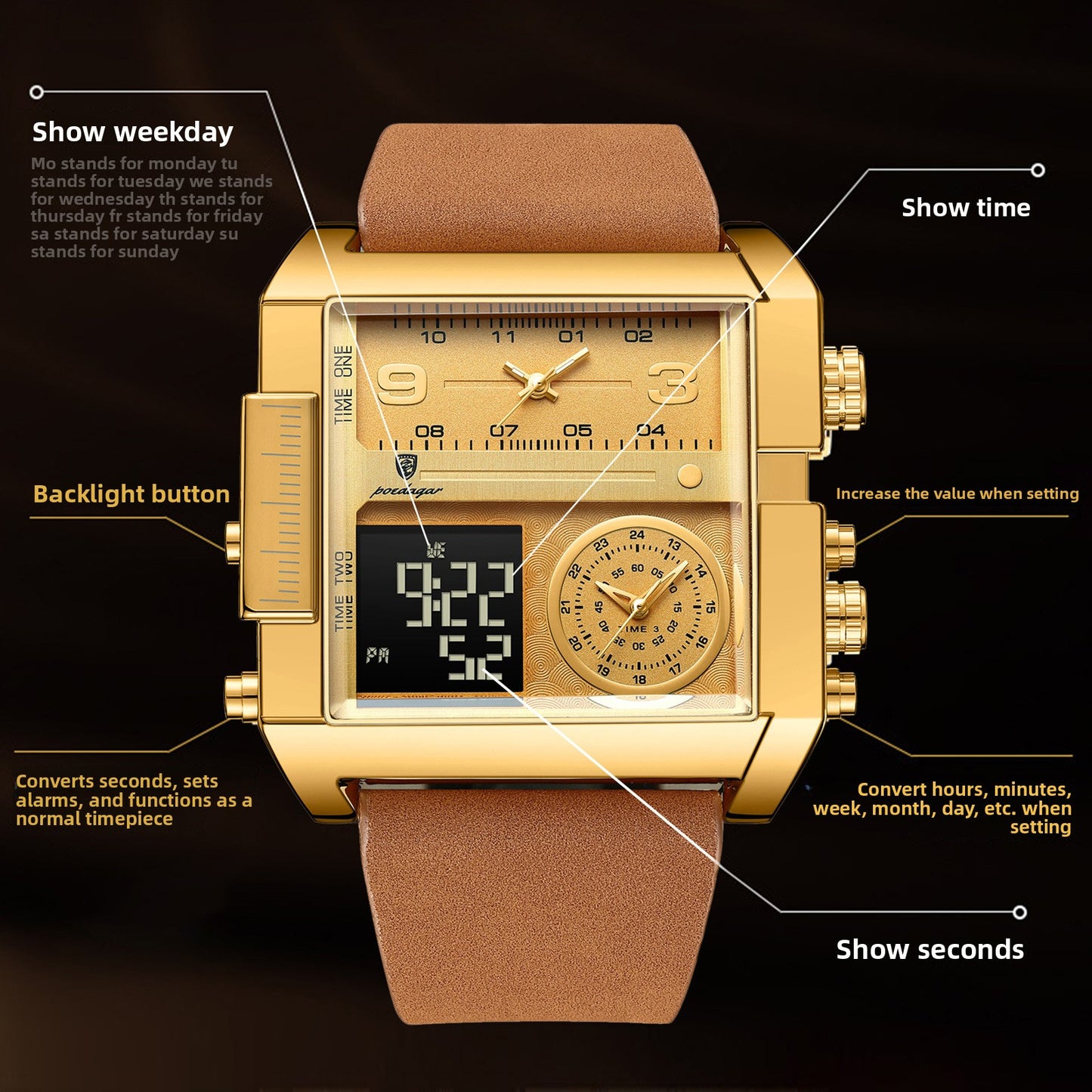 Montre Homme Quartz Analogique Numérique