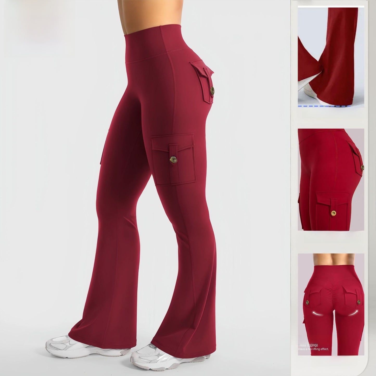 Leggings de sport évasés avec poches Pantalon de yoga taille haute