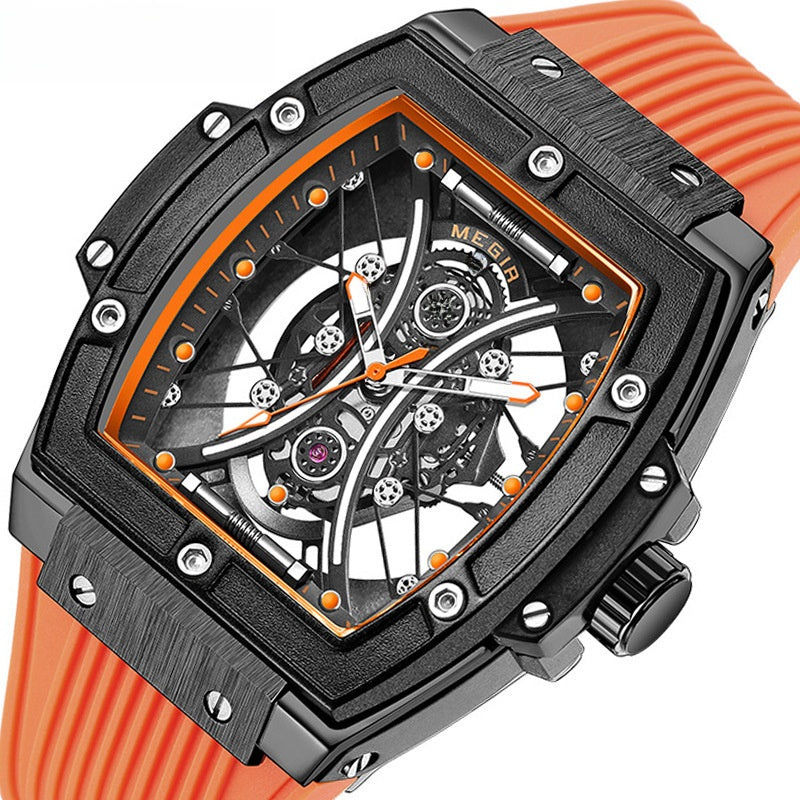 Montre de sport lumineuse à bracelet en silicone tendance populaire sur Douyin pour hommes, en gros, de forme cylindrique Meigel