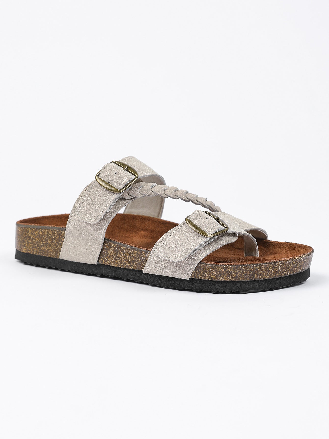 Sandales tissées à boucle réglable avec semelles en daim