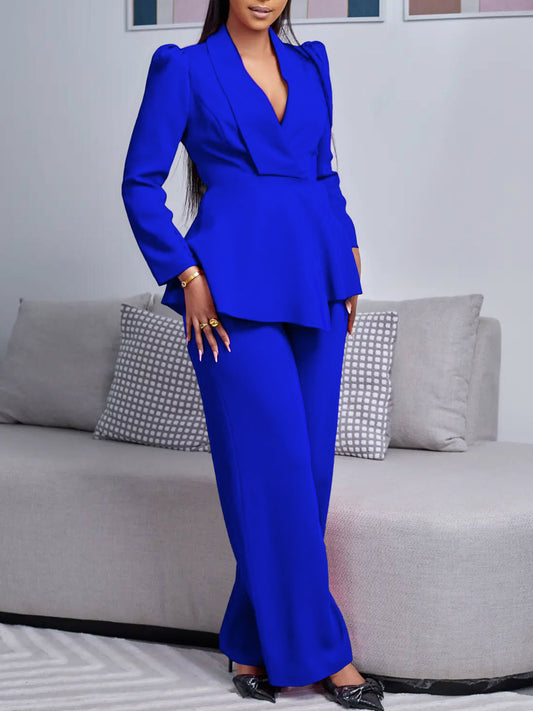 Habit :Ensemble tailleur élégant pour femme avec pantalon à jambes larges