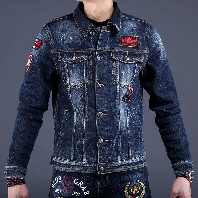 Veste et pantalon en jean brodés pour hommes