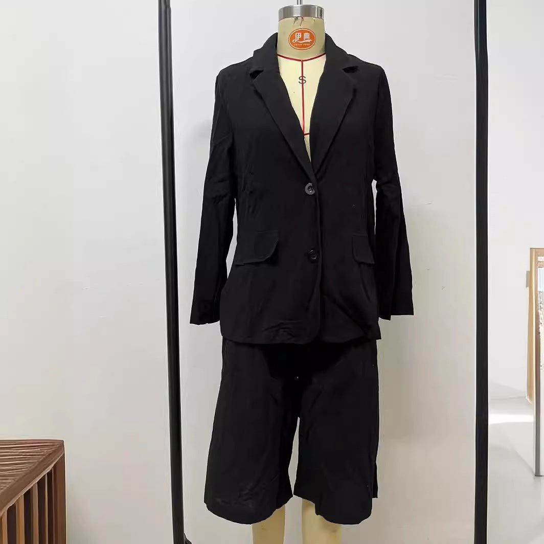 Ensemble short et cardigan en coton et lin pour femmes