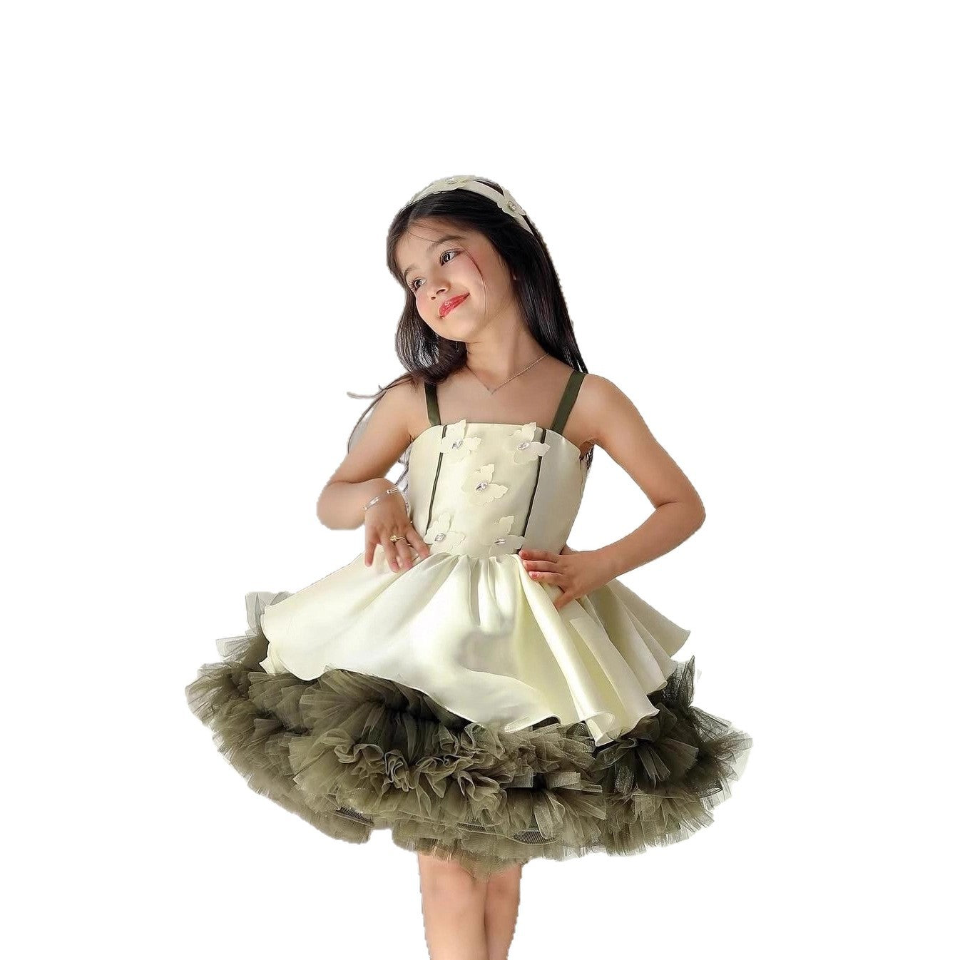 Robe princesse bouffante à bretelles spaghetti pour filles