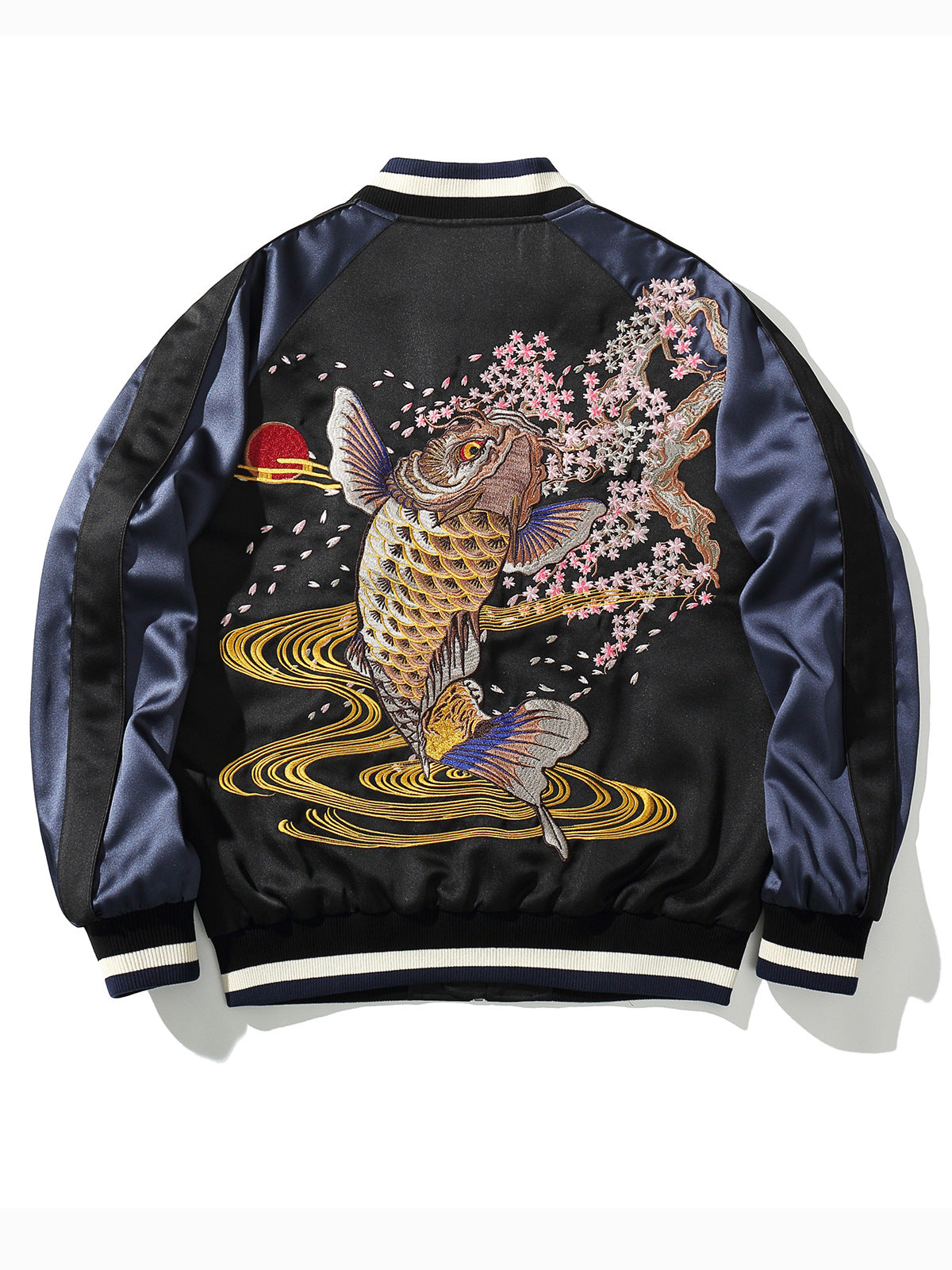 Veste à broderie de poissons Koi style chinois