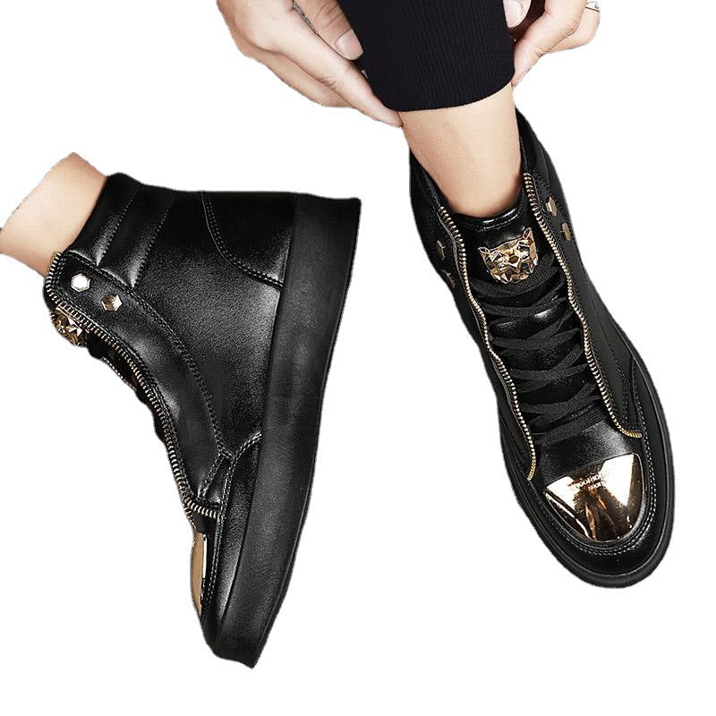 Bottes décontractées montantes en cuir pour hommes