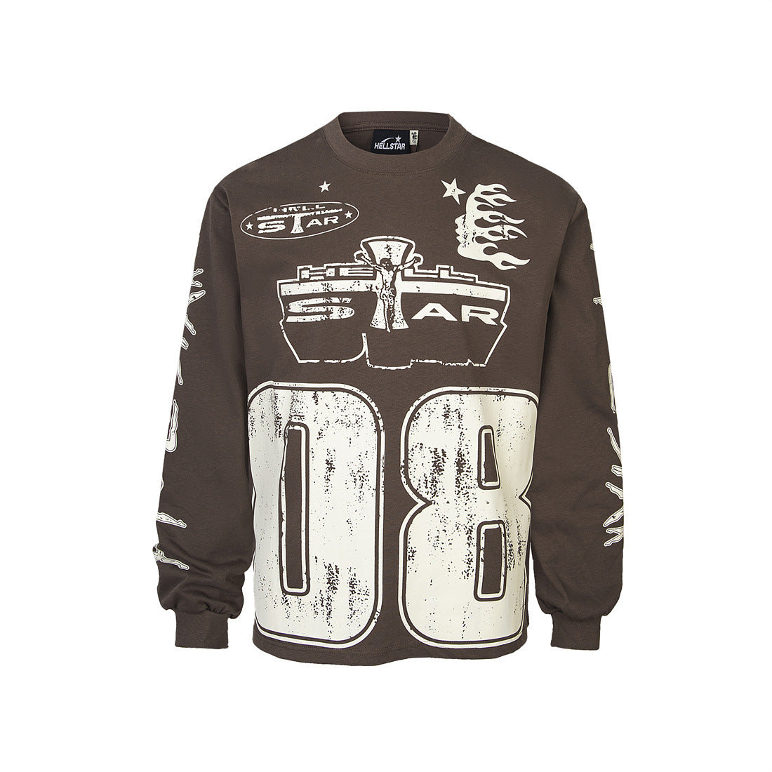 T-shirt à manches longues en coton imprimé Lettres