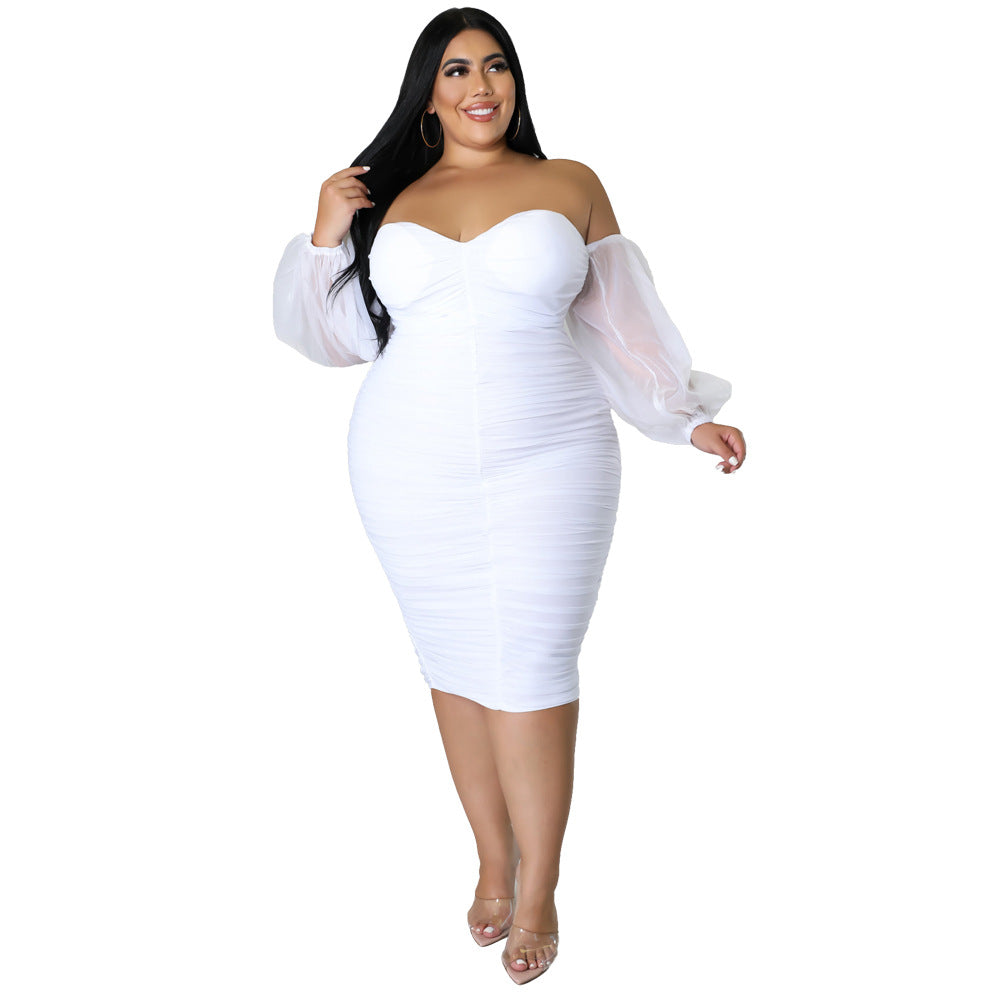 Robe plissée en maille pour femme