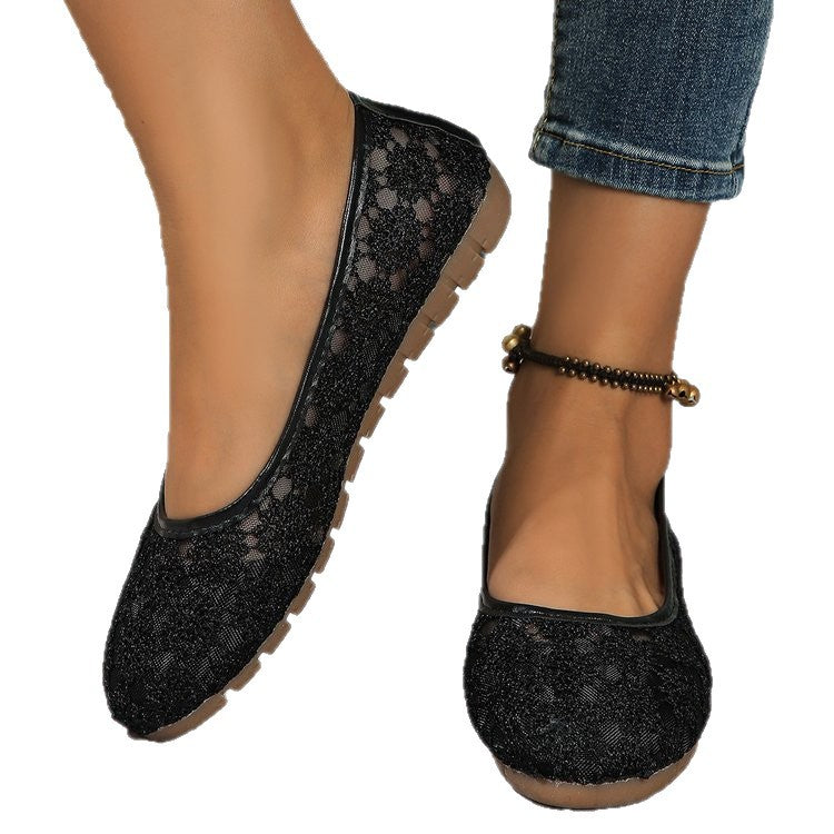 Ballerines à bout rond en mesh pour femmes