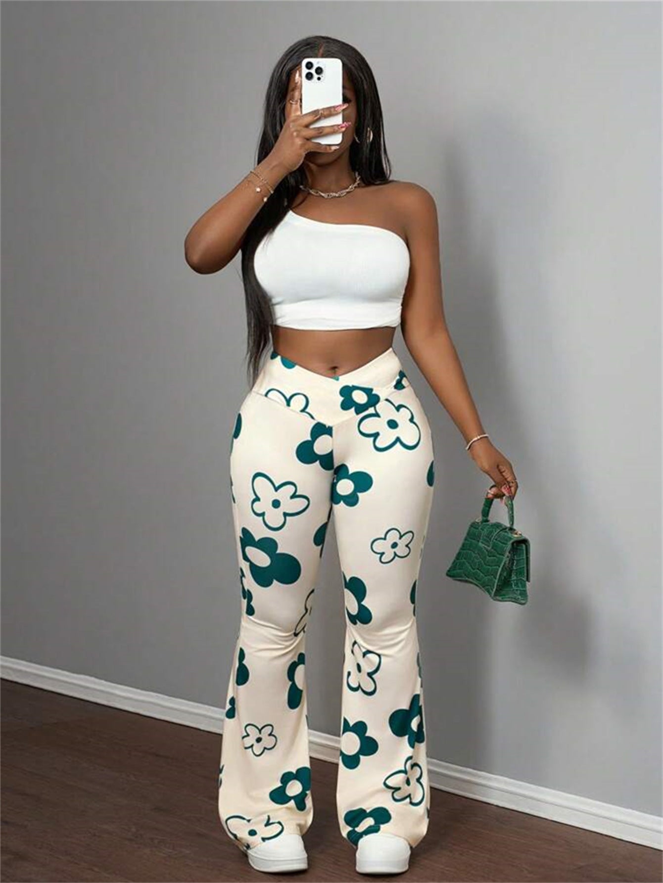 Pantalon décontracté imprimé pour femmes avec coupe stretch