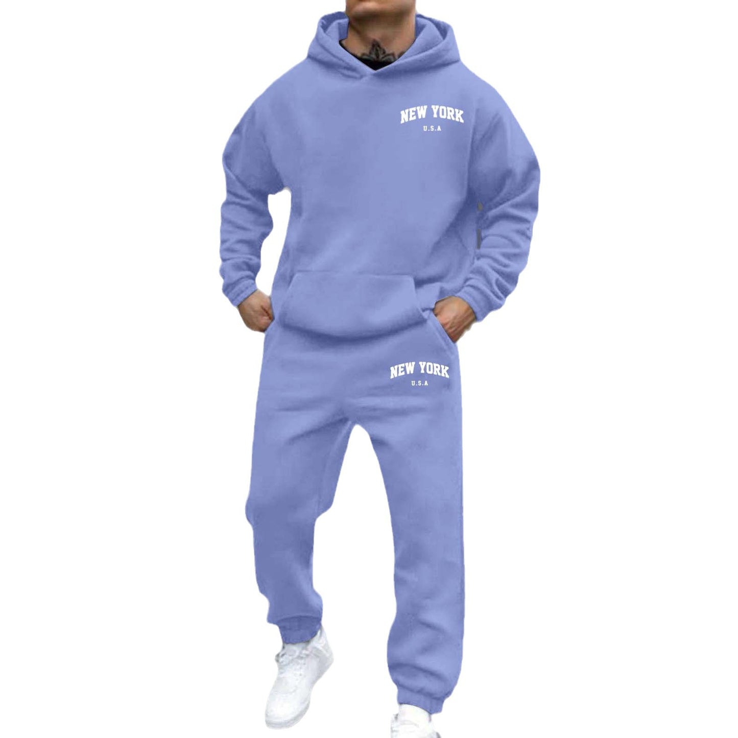 Habit :Sweat-shirt a capuche imprime en velours et pantalon de survetement