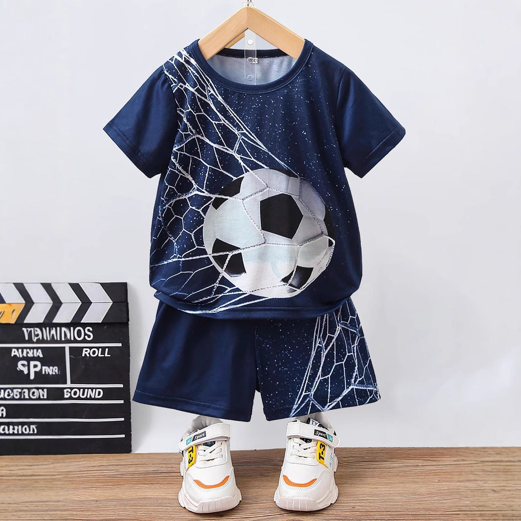 T-shirt à manches courtes et short pour garçon avec motif tête  et ours.