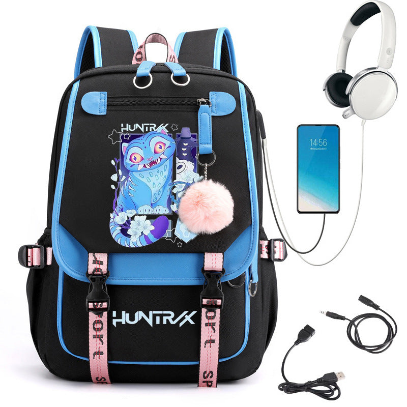 Sac à dos d'école avec motif cartoon et grande capacité