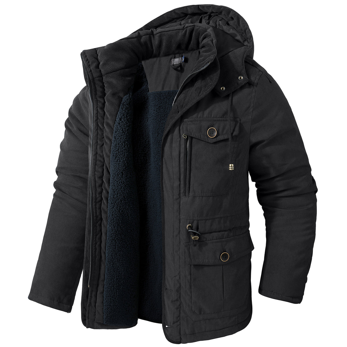 Veste en coton à capuche pour homme avec poches multiples